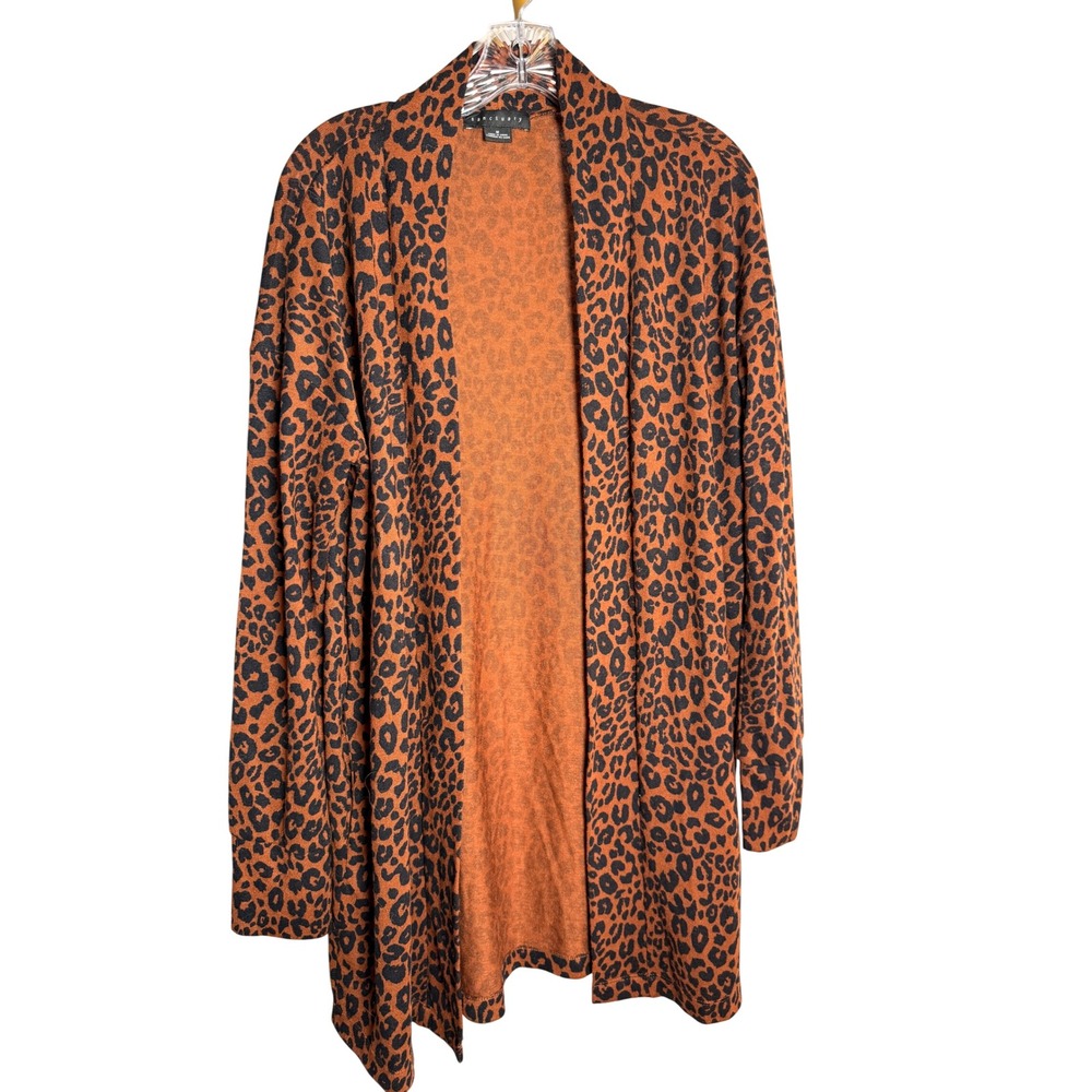 Sanctuary Cardigan Womens M Rust Orange  Leopard Open Front XT9076D26JB1R